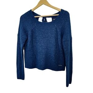 Abercrombie & Fitch Open Back Tie Sweater Womens XS Blue Ribbed Knit Excellent